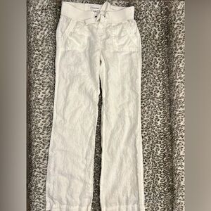 Calvin Klein Chelsea Women's White Linen Flare Pants Size 0 inseam 32”